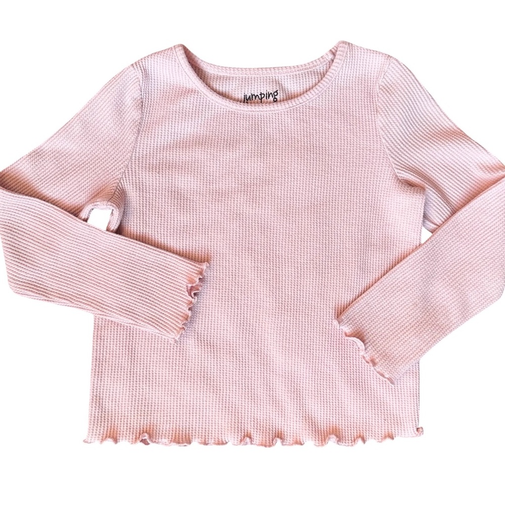 Jumping Beans Girls Size 4 light pink lettuce trim thermal long sleeve shirt